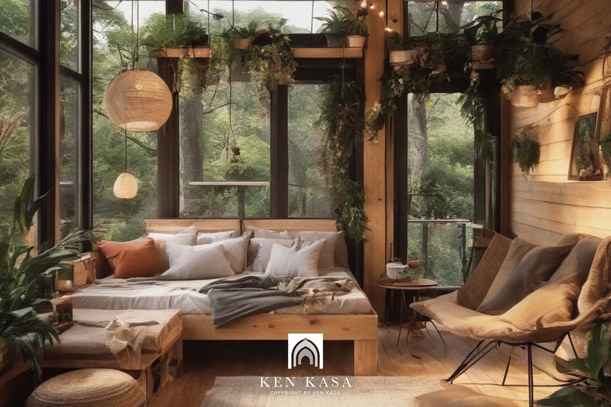 trang tr&iacute; nhiều c&acirc;y xanh trong thiết kế nội thất homestay đẹp